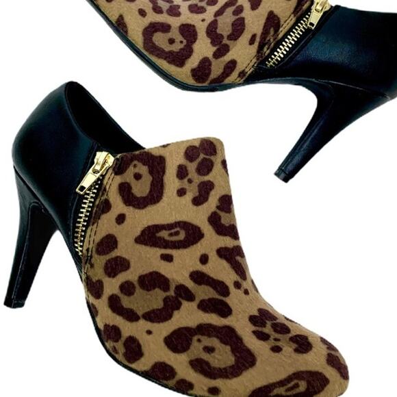 Dexflex Comfort Women's Leopard Heeled Side Zip Ankle Vegan Booties Size 7 - Picture 7 of 11